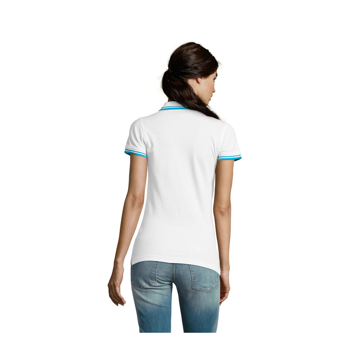 Koszulki polo z logo – pasadena damskie polo 200g pasadena women – white/aqua – xl s00578-qu-back PASADENA damskie polo 200g PASADENA WOMEN - White/Aqua - XL s00578-qu-back