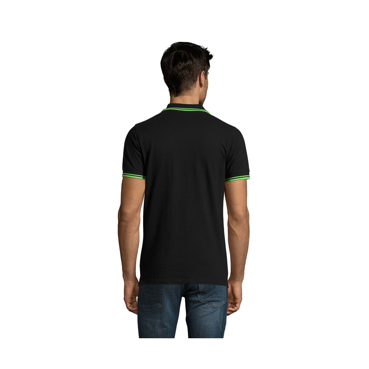 Koszulki polo z logo – pasadena męskie polo 200g pasadena men – czarne/limonkowe – 3xl s00577-bn-back PASADENA męskie polo 200g PASADENA MEN - Czarne/Limonkowe - 3XL s00577-bn-back