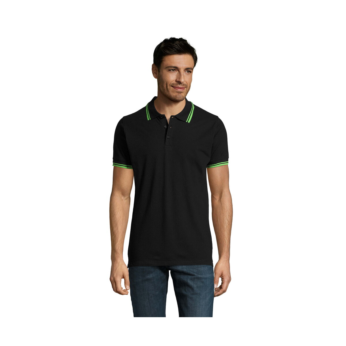 Koszulki polo z logo – pasadena męskie polo 200g pasadena men – czarny/limonka – xl s00577-bn PASADENA męskie polo 200g PASADENA MEN - Czarny/Limonka - XL s00577-bn