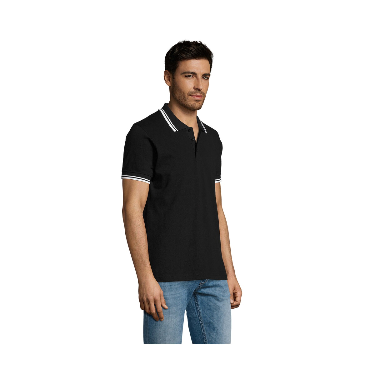 Koszulki polo z logo – pasadena męskie polo 200g pasadena men – negro/blanco – m s00577-bc-side PASADENA męskie polo 200g PASADENA MEN - Negro/Blanco - M s00577-bc-side