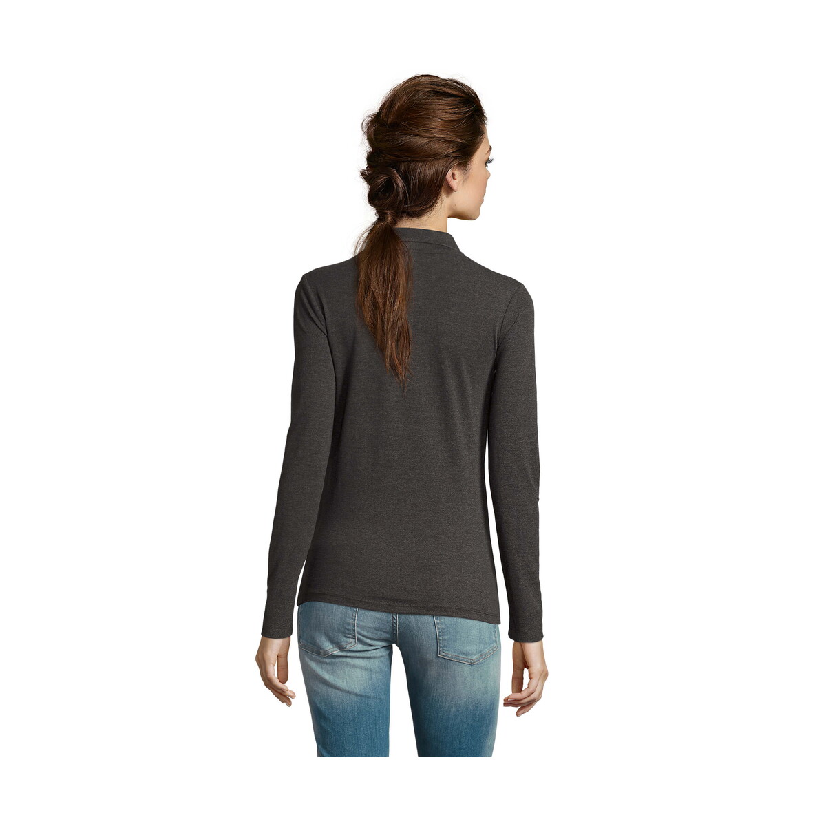 Koszulki polo z logo – perfect damskie lsl polo180 perfect lsl women – charcoal melange – xxl s02083-ce-back PERFECT Damskie LSL POLO180 PERFECT LSL WOMEN - Charcoal Melange - XXL s02083-ce-back