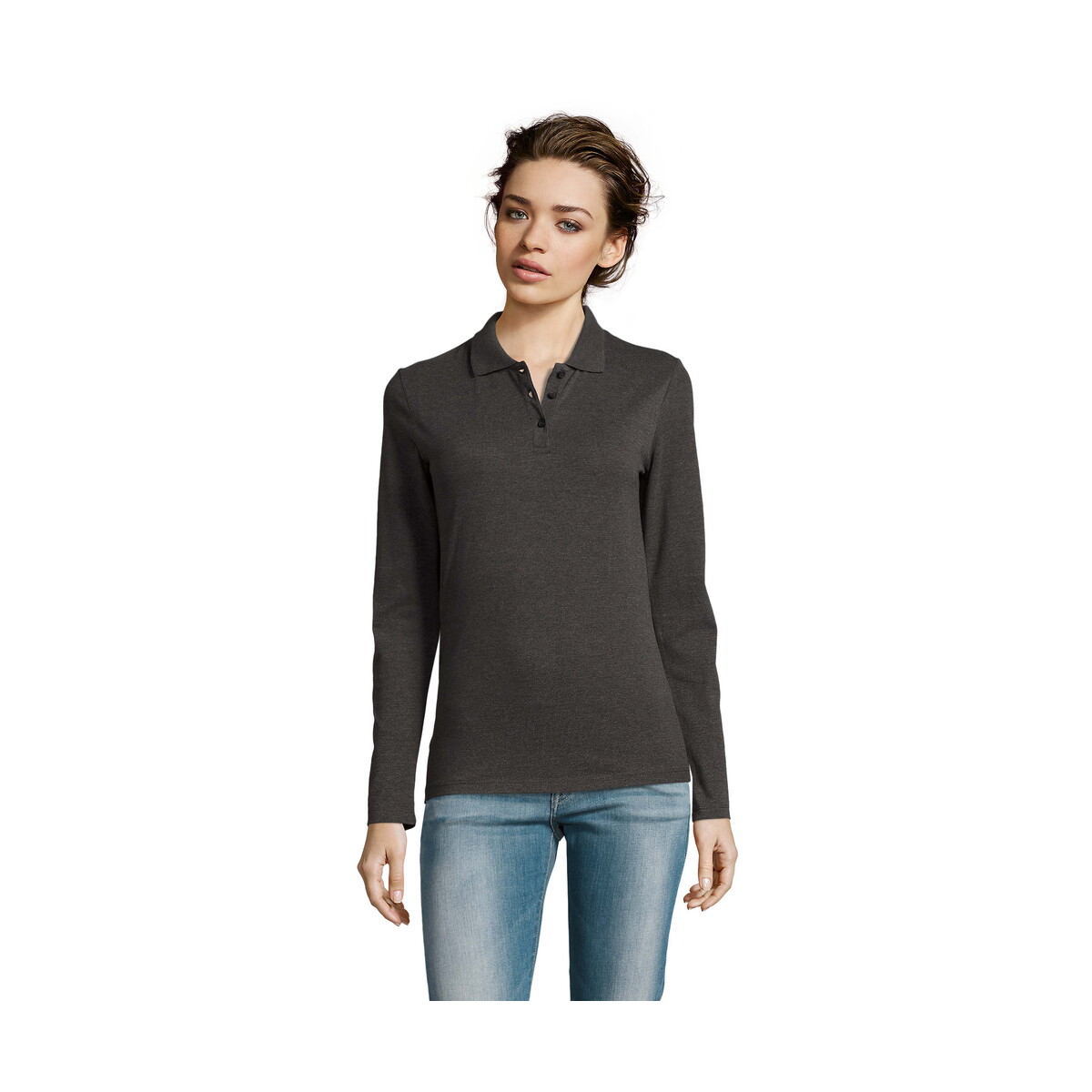 Koszulki polo z logo – perfect damskie lsl polo180 perfect lsl women – charcoal melange – xxl s02083-ce PERFECT Damskie LSL POLO180 PERFECT LSL WOMEN - Charcoal Melange - XXL s02083-ce