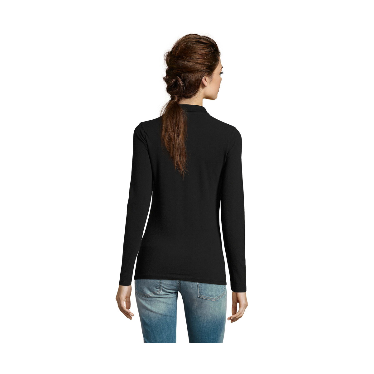 Koszulki polo z logo – perfect damskie lsl polo180 perfect lsl women – czarna – xl s02083-bk-back PERFECT Damskie LSL POLO180 PERFECT LSL WOMEN - Czarna - XL s02083-bk-back
