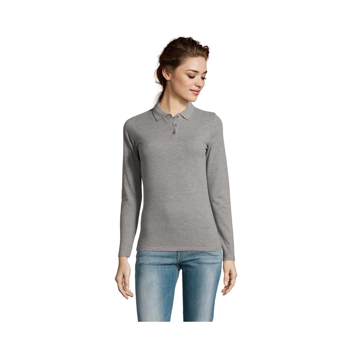 Koszulki polo z logo – perfect damskie lsl polo180 perfect lsl women – szary melanż 2 – l s02083-gy PERFECT Damskie LSL POLO180 PERFECT LSL WOMEN - Szary Melanż 2 - L s02083-gy