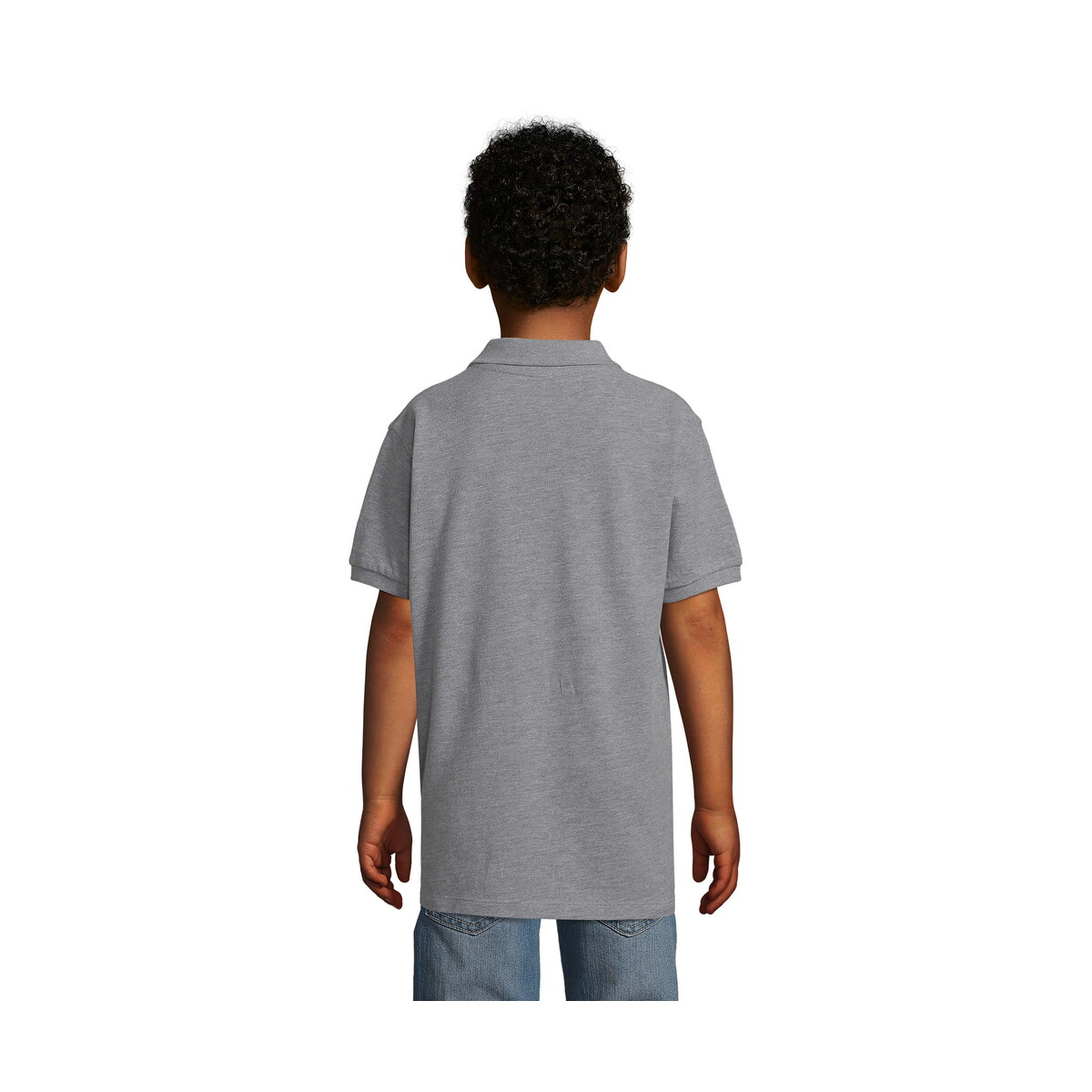 Koszulki polo z logo – perfect dziecięce polo 180g perfect kids – szary melanż 2 – l s02948-gy-back PERFECT Dziecięce POLO 180g PERFECT KIDS - Szary Melanż 2 - L s02948-gy-back