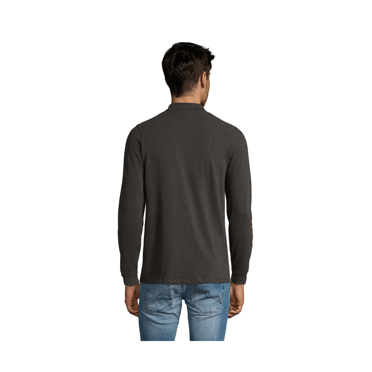 Koszulki polo z logo – perfect men lsl polo 180g perfect lsl men – charcoal melange – l s02087-ce-back PERFECT MEN LSL POLO 180g PERFECT LSL MEN - Charcoal Melange - L s02087-ce-back