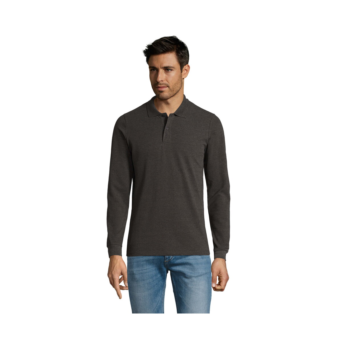 Koszulki polo z logo – perfect men lsl polo 180g perfect lsl men – charcoal melange – m s02087-ce PERFECT MEN LSL POLO 180g PERFECT LSL MEN - Charcoal Melange - M s02087-ce