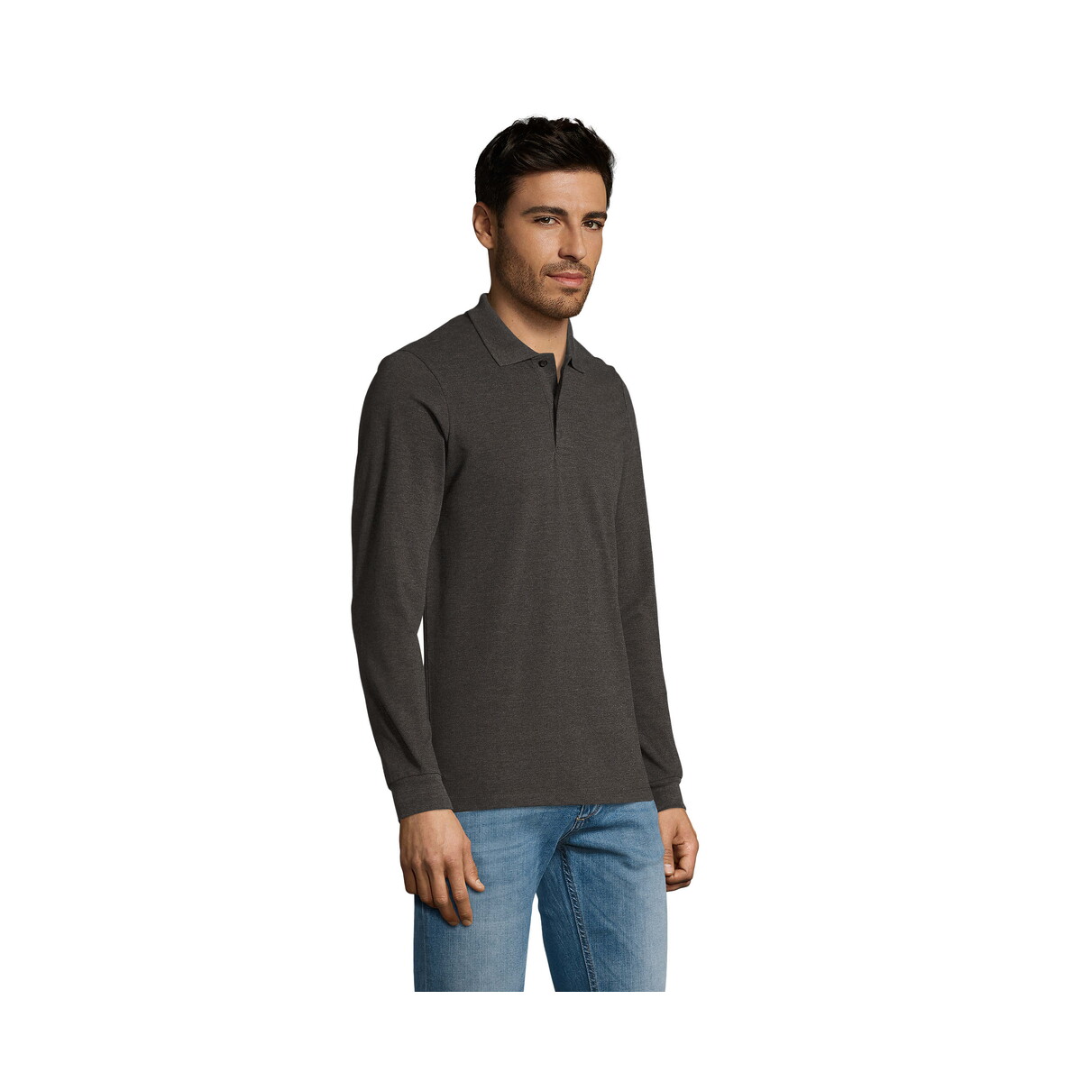 Koszulki polo z logo – perfect men lsl polo 180g perfect lsl men – charcoal melange – xxl s02087-ce-side PERFECT MEN LSL POLO 180g PERFECT LSL MEN - Charcoal Melange - XXL s02087-ce-side