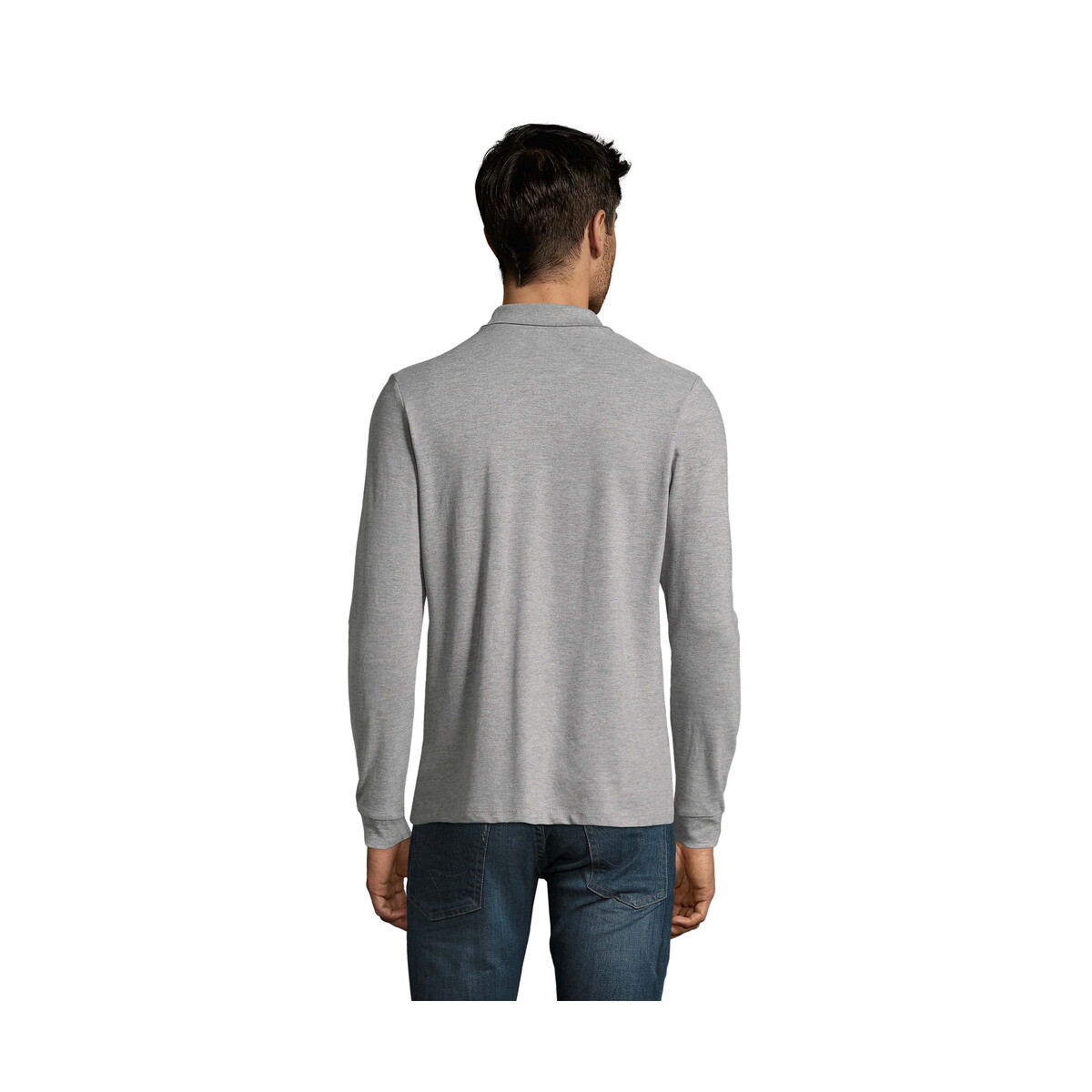 Koszulki polo z logo – perfect men lsl polo 180g perfect lsl men – szary melanż 2 – xxl s02087-gy-back PERFECT MEN LSL POLO 180g PERFECT LSL MEN - Szary Melanż 2 - XXL s02087-gy-back