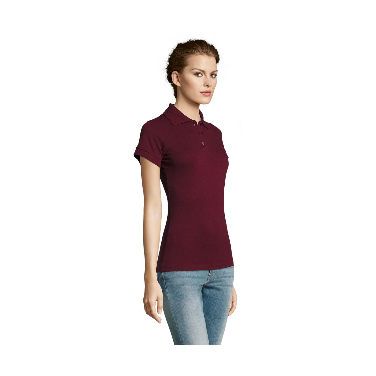 Koszulki polo z logo – prime damskie polo 200g prime women – burgundowa – 3xl s00573-bg-side PRIME Damskie POLO 200g PRIME WOMEN - Burgundowa - 3XL s00573-bg-side
