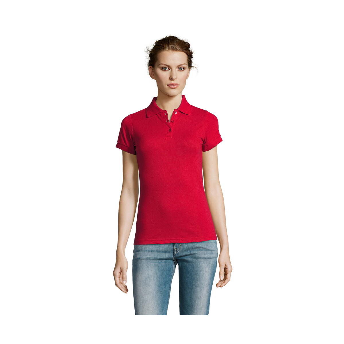 Koszulki polo z logo – prime damskie polo 200g prime women – czerwona – l s00573-rd PRIME Damskie POLO 200g PRIME WOMEN - Czerwona - L s00573-rd