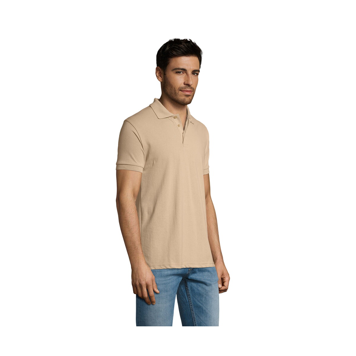 Koszulki polo z logo – prime męskie polo 200g prime men – sand – l s00571-sa-side PRIME Męskie polo 200g PRIME MEN - Sand - L s00571-sa-side