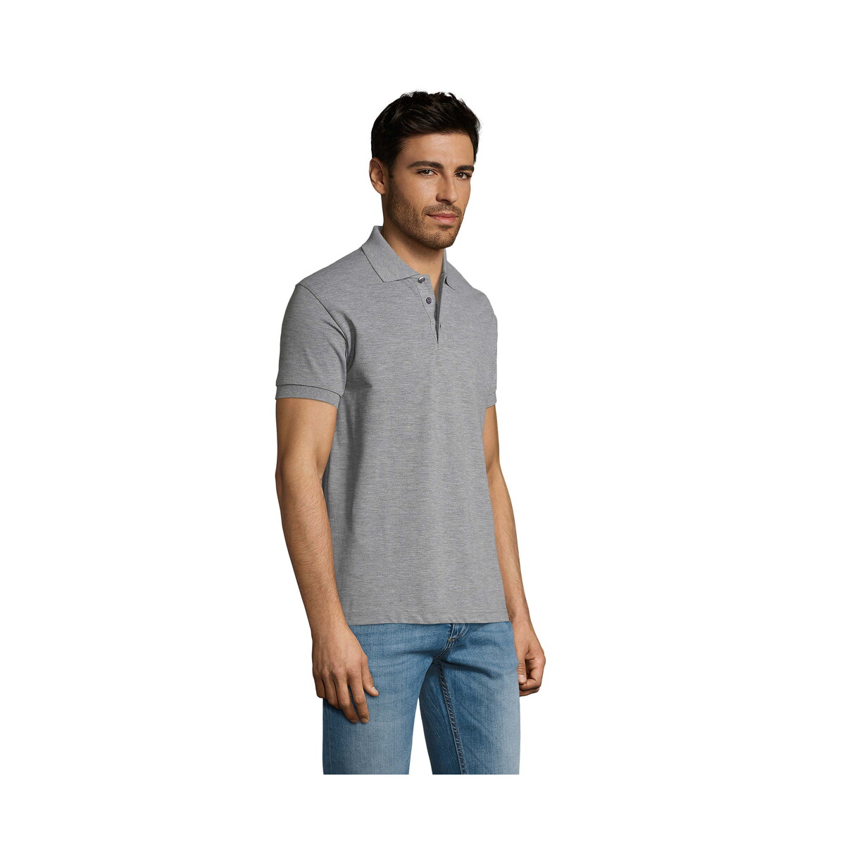 Koszulki polo z logo – prime męskie polo 200g prime men – szary melanż 2 – xxl s00571-gy-side PRIME Męskie polo 200g PRIME MEN - Szary Melanż 2 - XXL s00571-gy-side