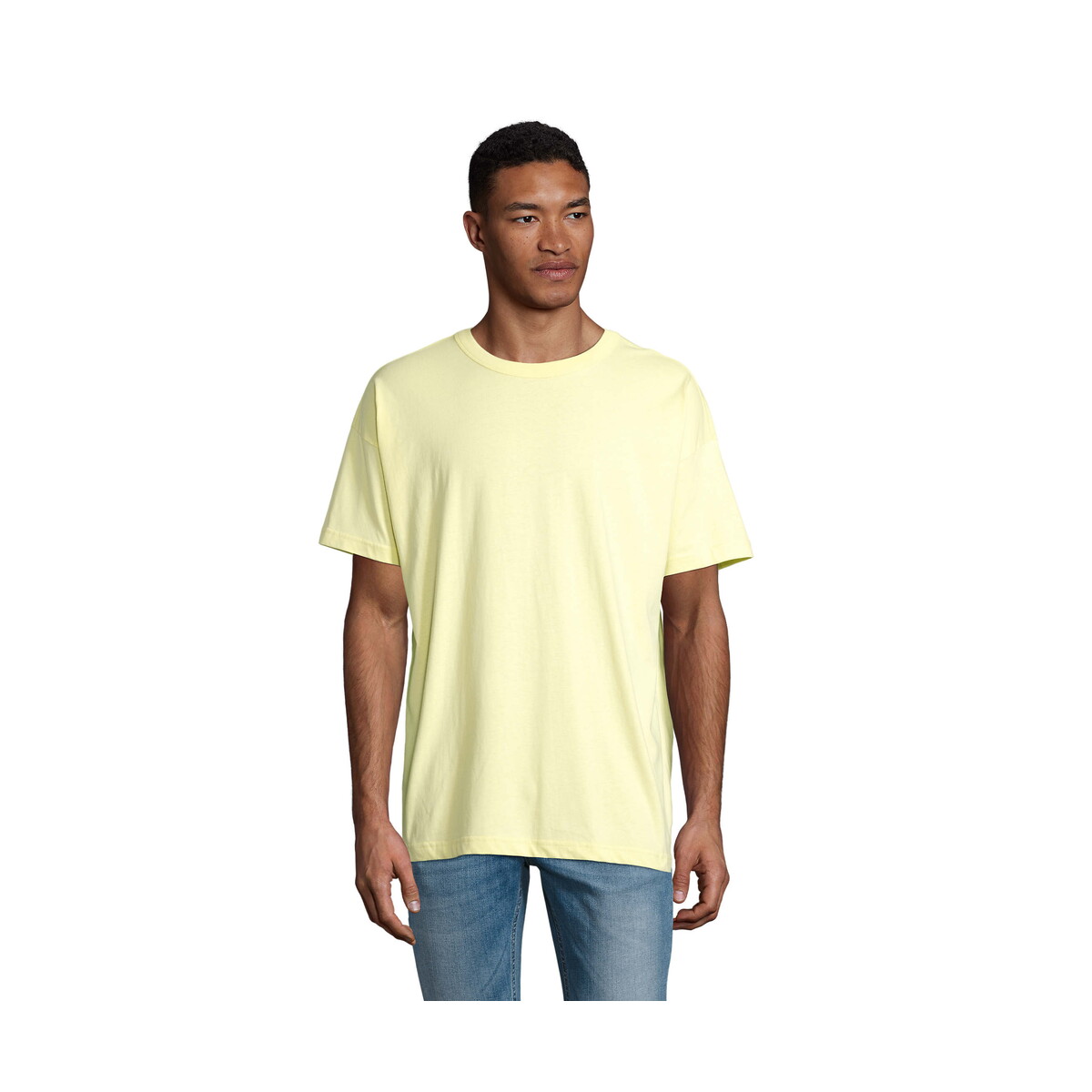 BOXY MEN T-SHIRT OVERSIZE BOXY MEN - Jasno Żółty - M s03806-ly