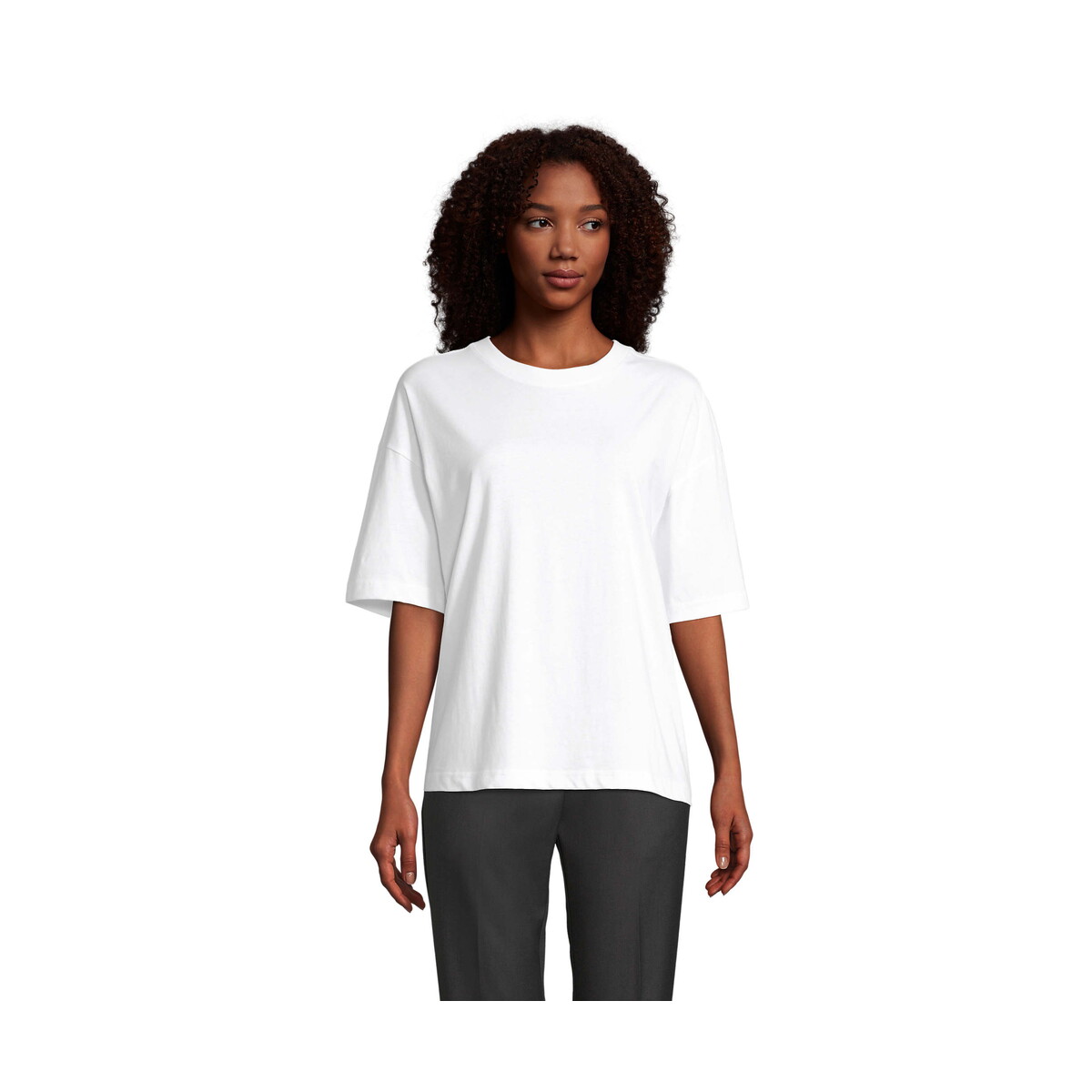 BOXY WOMEN T-SHIRT OVERSIZE BOXY WOMEN - Biała - XS s03807-wh