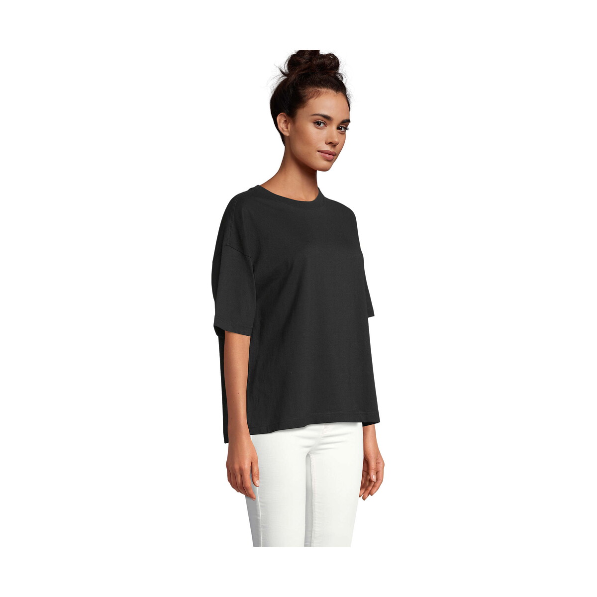 Koszulki z logo – boxy women t-shirt oversize boxy women – deep black – m s03807-db-side BOXY WOMEN T-SHIRT OVERSIZE BOXY WOMEN - Deep Black - M s03807-db-side