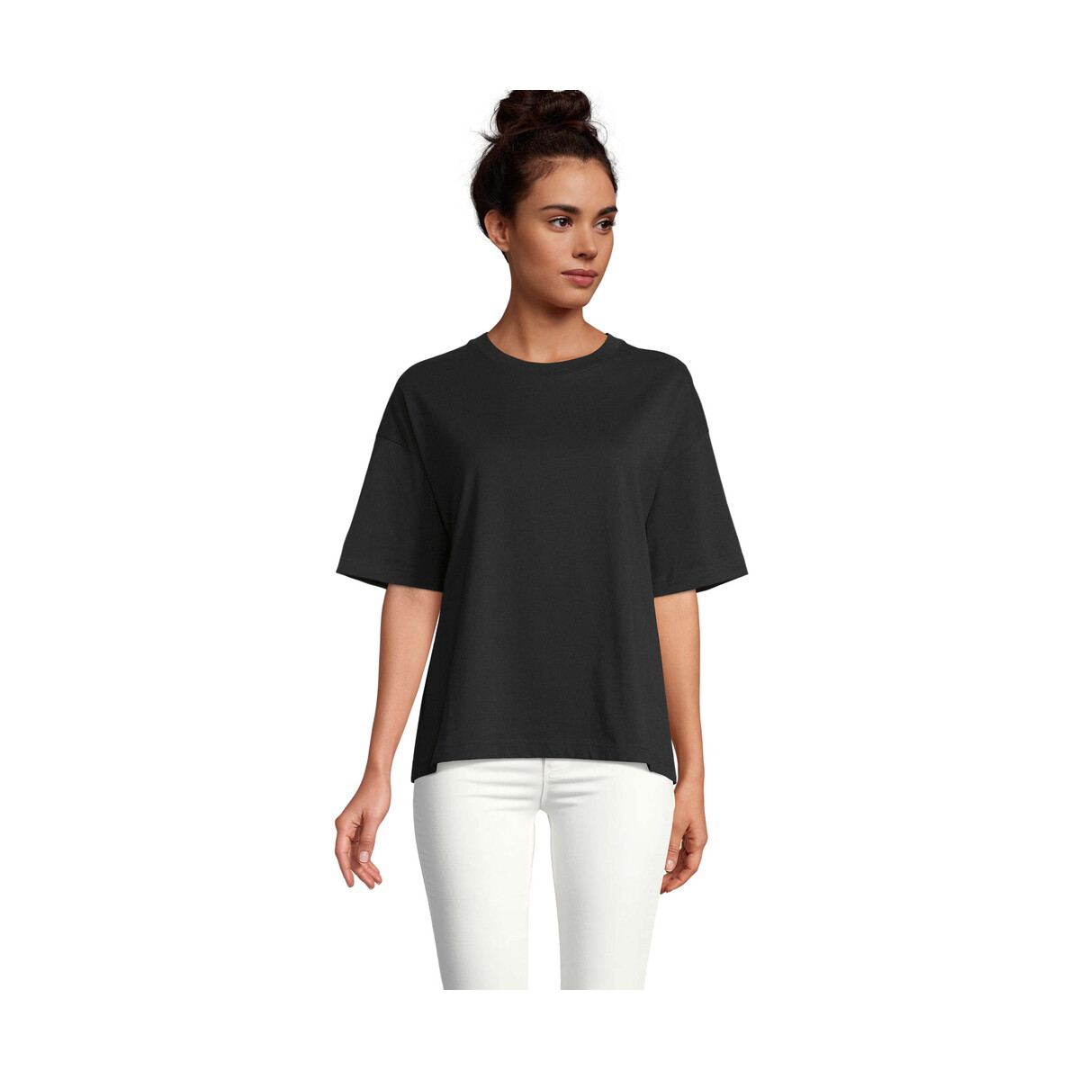 BOXY WOMEN T-SHIRT OVERSIZE BOXY WOMEN - Deep Black - M s03807-db