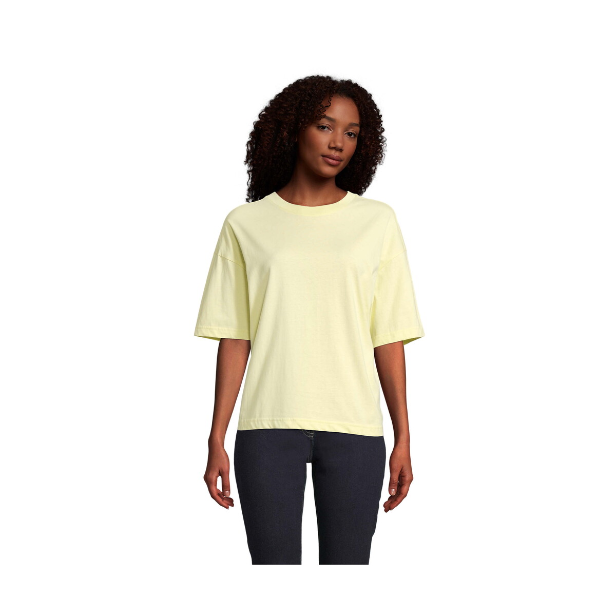 BOXY WOMEN T-SHIRT OVERSIZE BOXY WOMEN - Jasno Żółta - XL s03807-ly