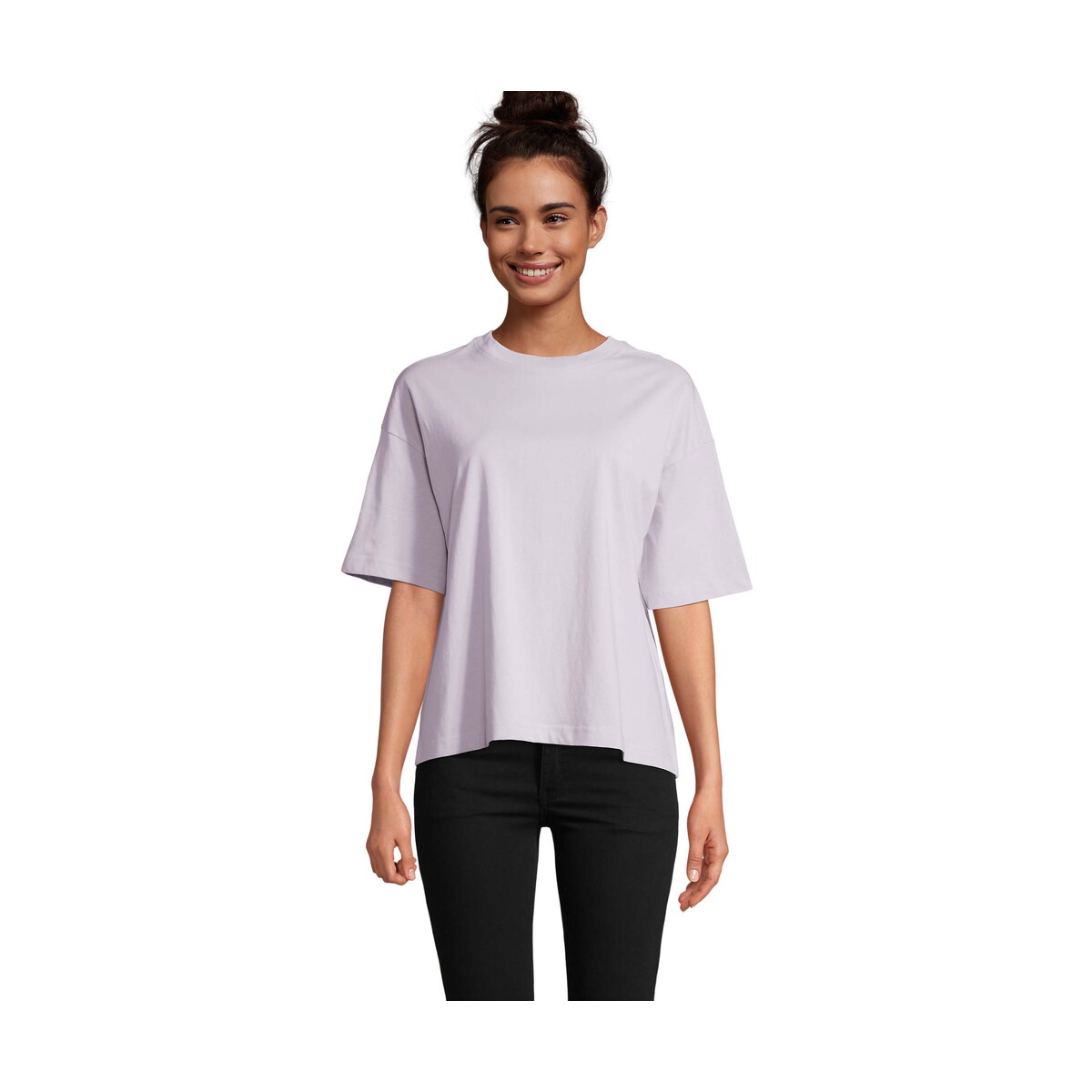 BOXY WOMEN T-SHIRT OVERSIZE BOXY WOMEN - Liliowa - S s03807-ll
