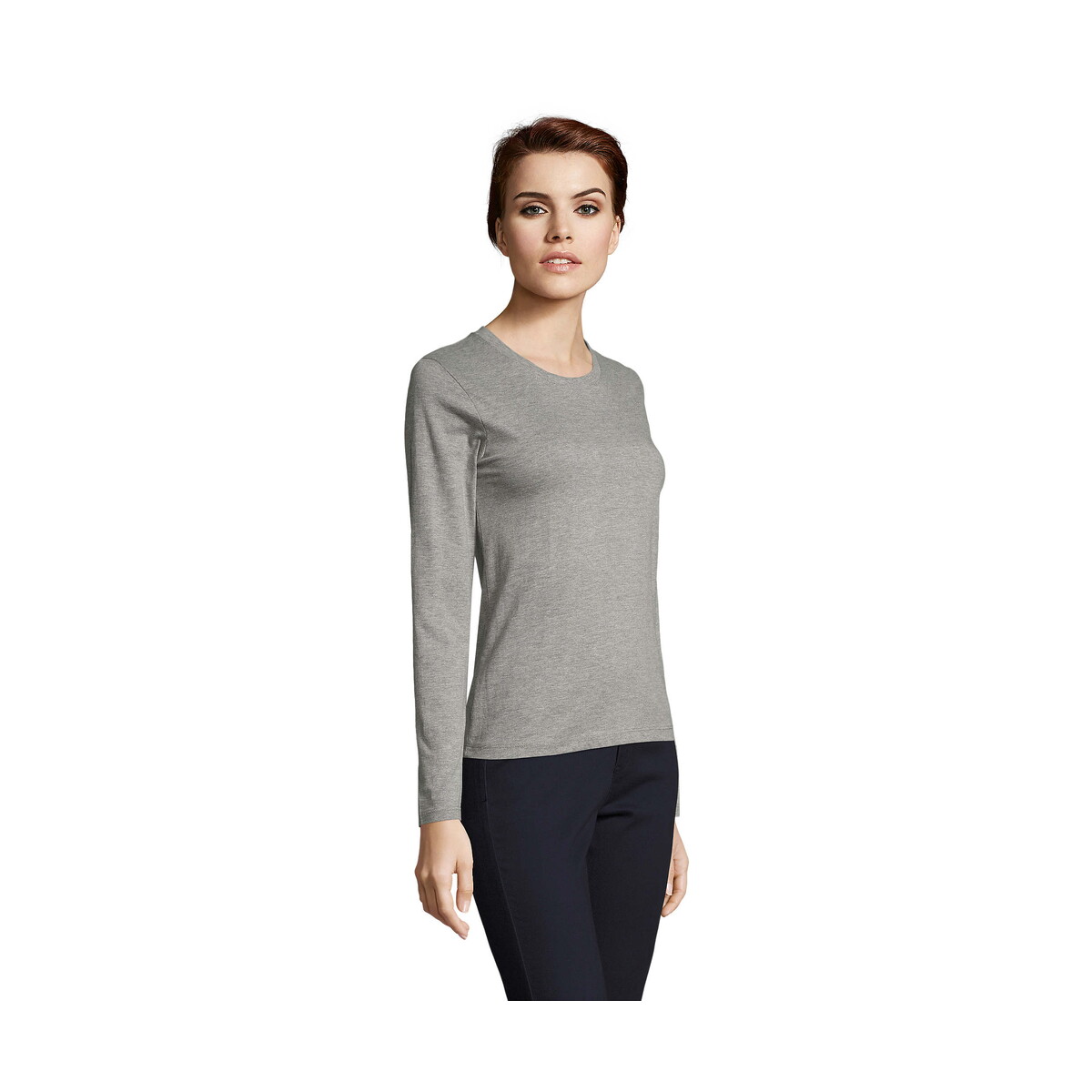 Koszulki z logo – imperial damska bluzka 190 imperial lsl women – szara melanż – m s02075-gm-side IMPERIAL damska bluzka 190 IMPERIAL LSL WOMEN - Szara Melanż - M s02075-gm-side