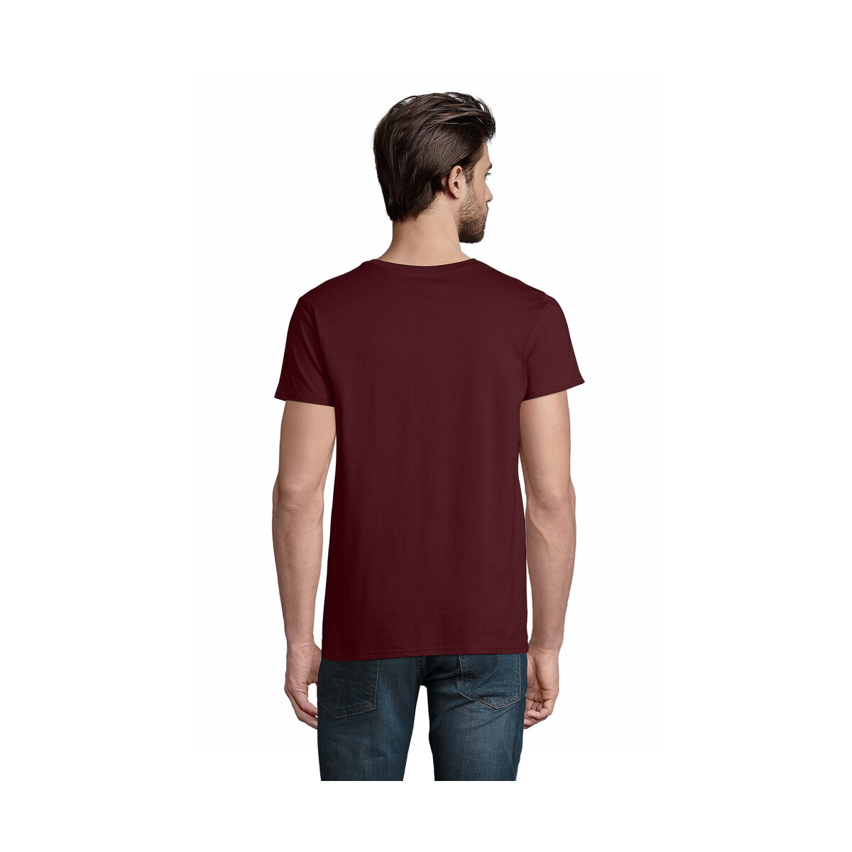 Koszulki z logo – koszulka męska pioneer 175g pioneer men – burgundowa – xl s03565-bg-side Koszulka męska PIONEER 175g PIONEER MEN - Burgundowa - XL s03565-bg-side