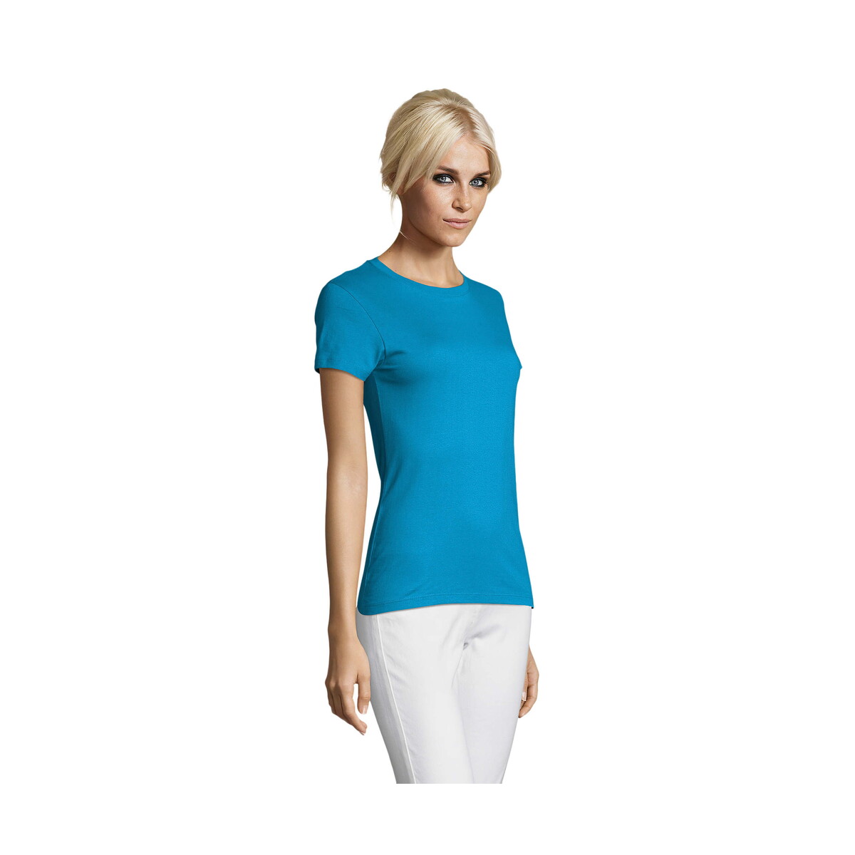 Koszulki z logo – regent damski t-shirt 150g regent women – aqua – xl s01825-aq-side REGENT Damski T-Shirt 150g REGENT WOMEN - Aqua - XL s01825-aq-side