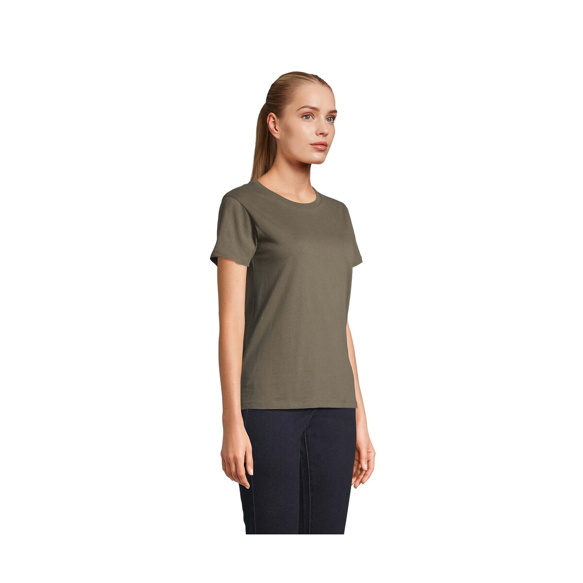 Koszulki z logo – regent damski t-shirt 150g regent women – army – m s01825-ar-side REGENT Damski T-Shirt 150g REGENT WOMEN - Army - M s01825-ar-side