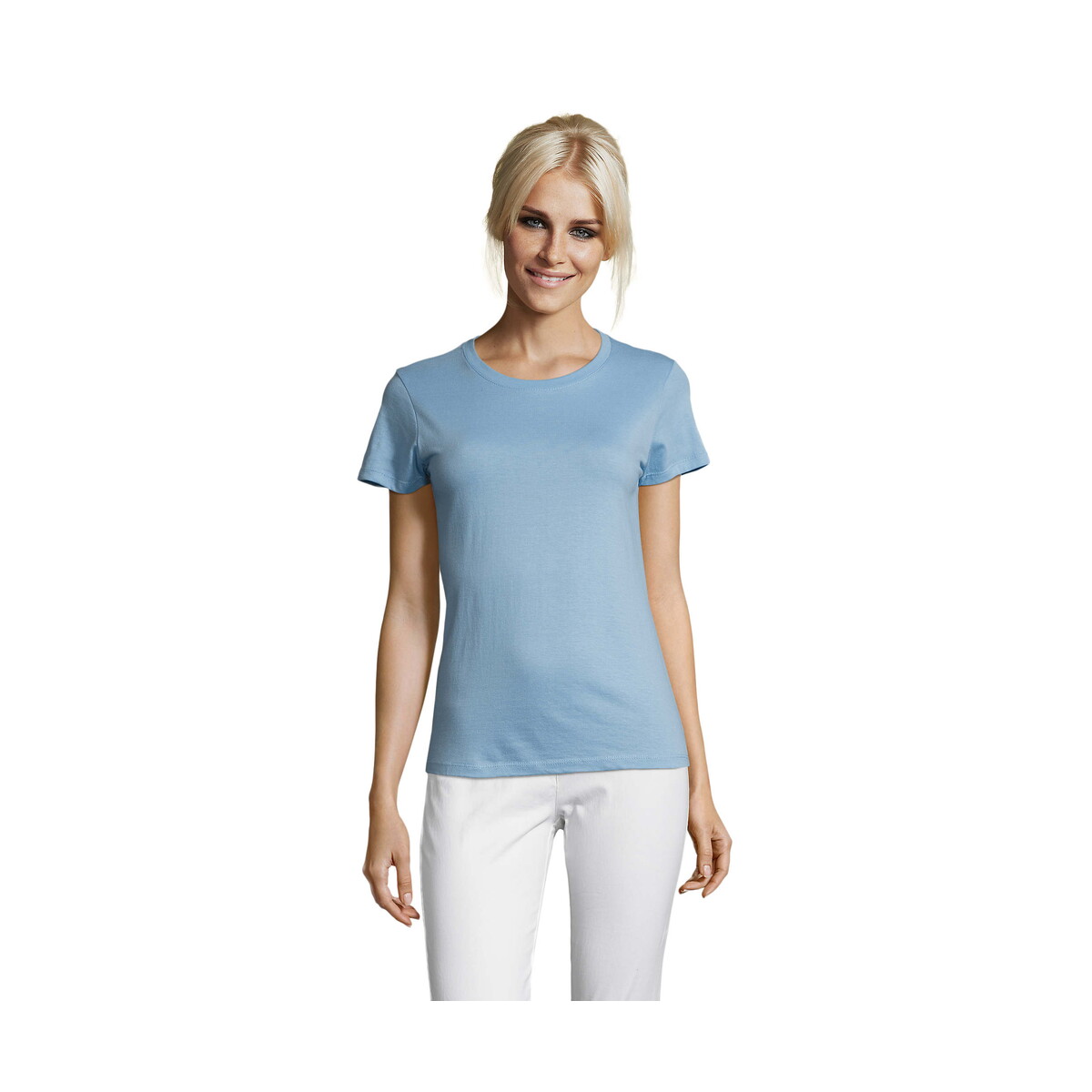 Koszulki z logo – regent damski t-shirt 150g regent women – błękitny – m s01825-sk REGENT Damski T-Shirt 150g REGENT WOMEN - Błękitny - M s01825-sk