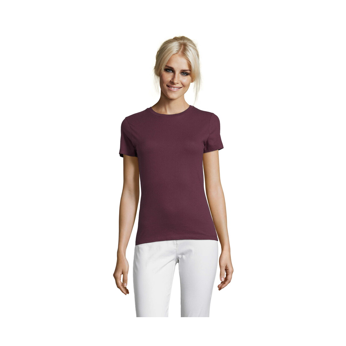 Koszulki z logo – regent damski t-shirt 150g regent women – burgundowy – m s01825-bg REGENT Damski T-Shirt 150g REGENT WOMEN - Burgundowy - M s01825-bg
