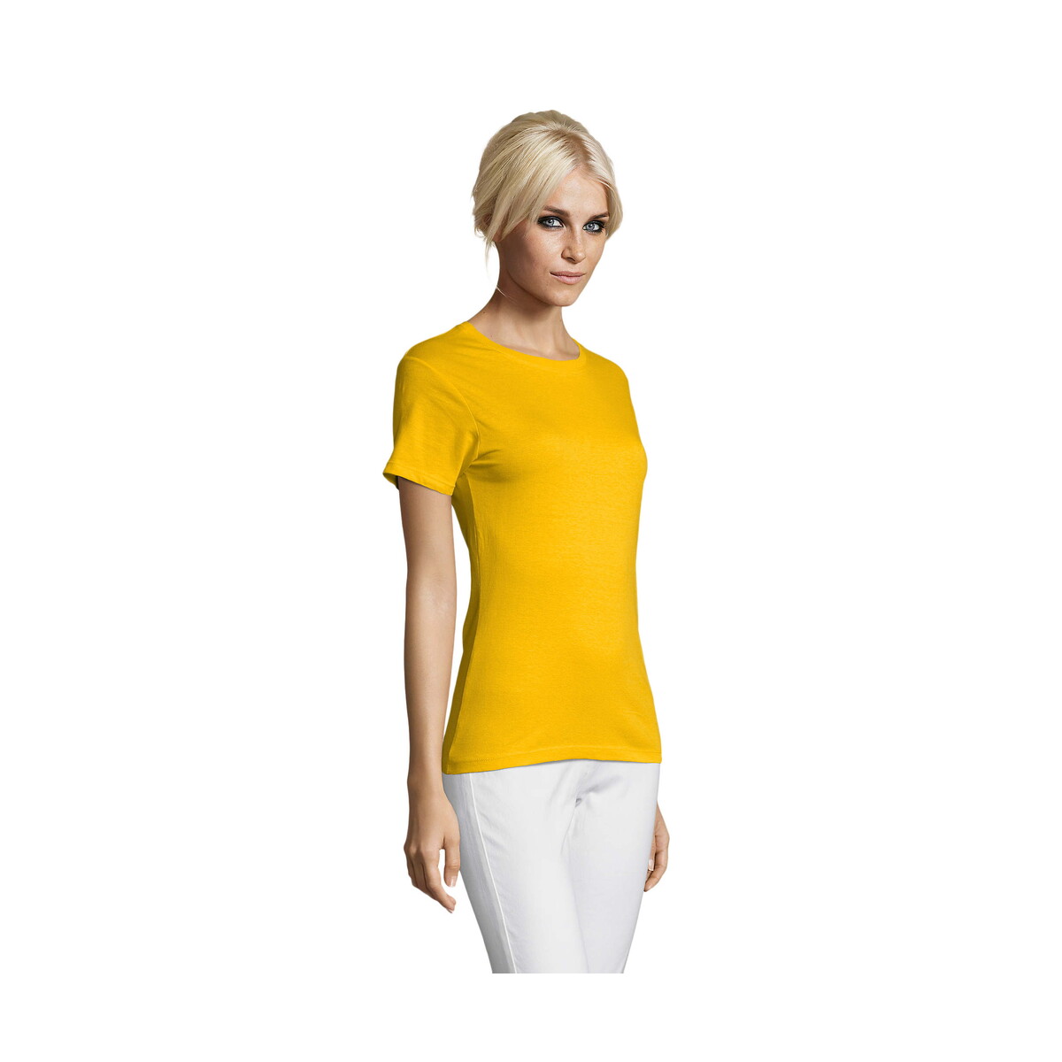 Koszulki z logo – regent damski t-shirt 150g regent women – dorada – l s01825-go-side REGENT Damski T-Shirt 150g REGENT WOMEN - Dorada - L s01825-go-side