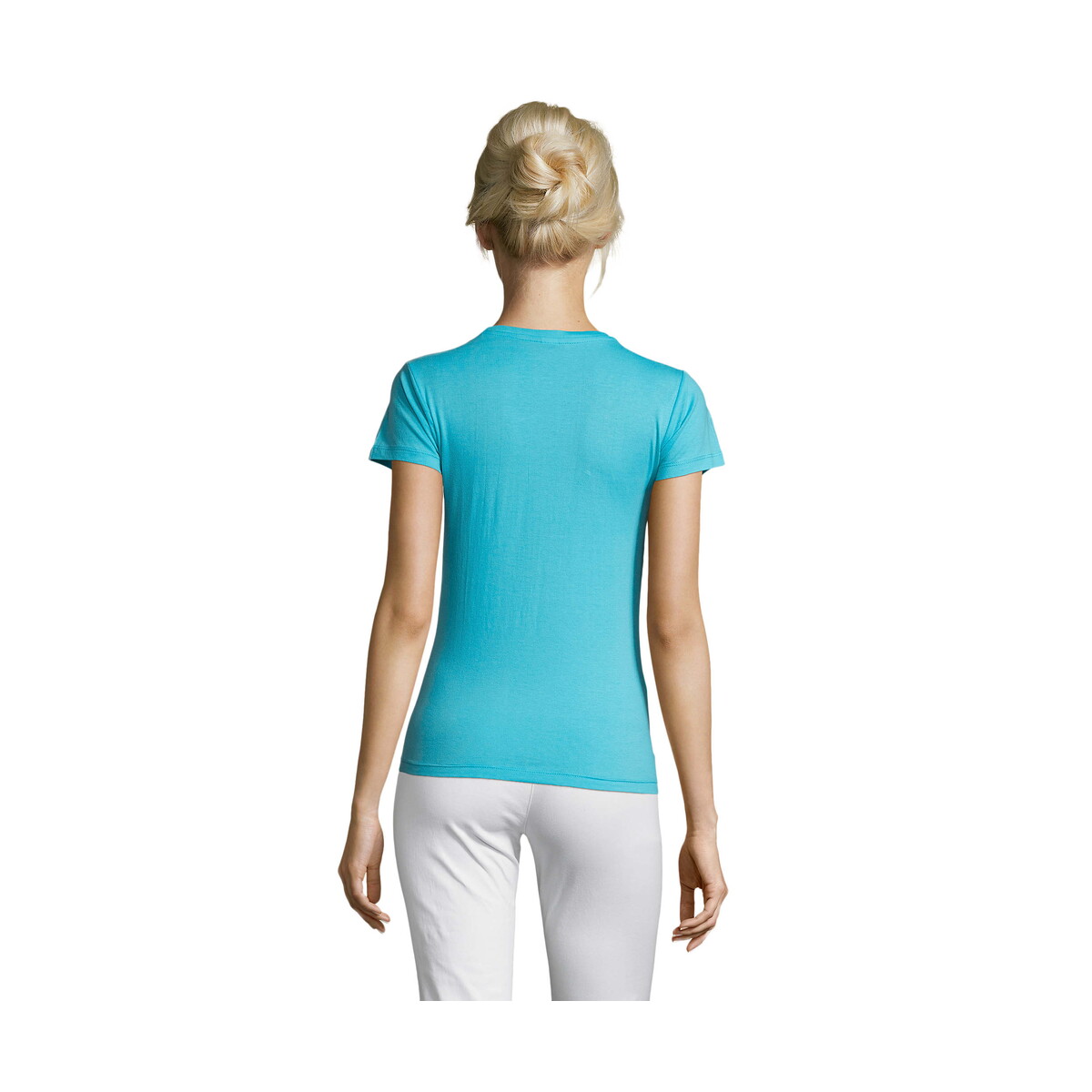 Koszulki z logo – regent damski t-shirt 150g regent women – niebieski atol – l s01825-al-back REGENT Damski T-Shirt 150g REGENT WOMEN - Niebieski Atol - L s01825-al-back