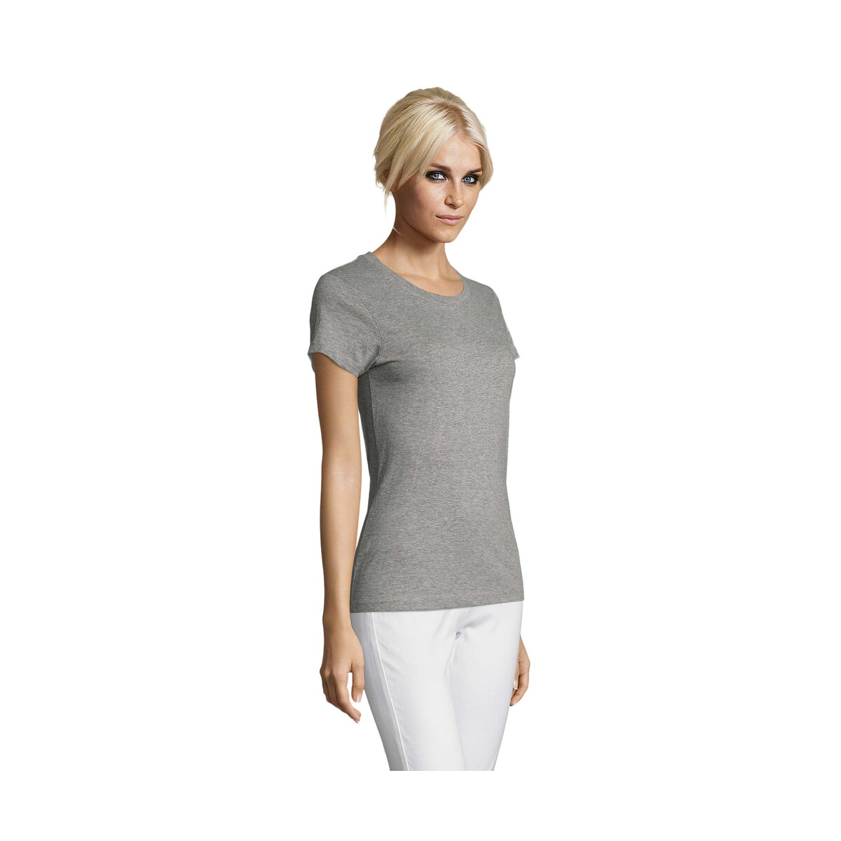 Koszulki z logo – regent damski t-shirt 150g regent women – szara melanż – 3xl s01825-gm-side REGENT Damski T-Shirt 150g REGENT WOMEN - Szara Melanż - 3XL s01825-gm-side