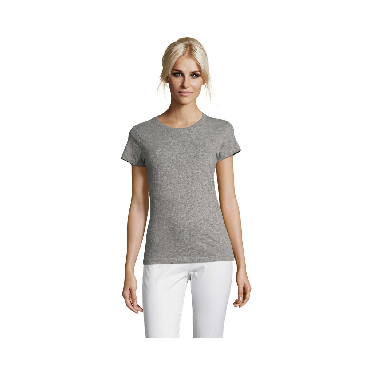 Koszulki z logo – regent damski t-shirt 150g regent women – szary melanż – m s01825-gm REGENT Damski T-Shirt 150g REGENT WOMEN - Szary Melanż - M s01825-gm