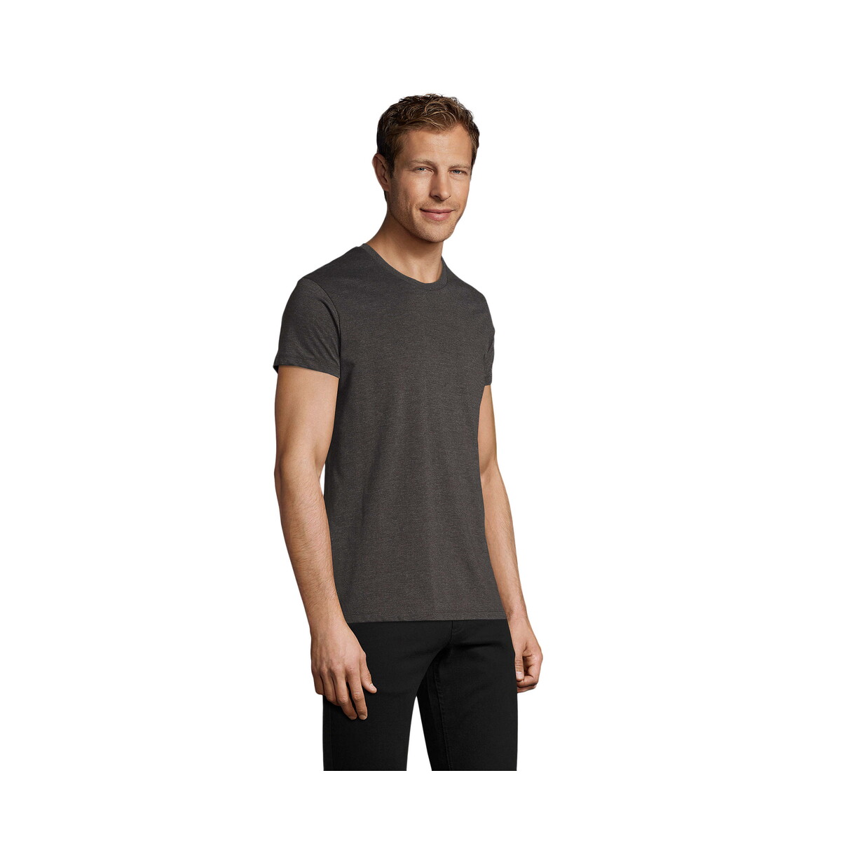 Koszulki z logo – regent fit męski 150g regent fit – charcoal melange – xxl s00553-ce-side REGENT FIT MĘSKI 150g REGENT FIT - Charcoal Melange - XXL s00553-ce-side