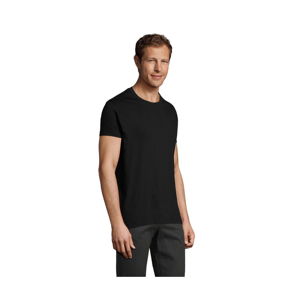 Koszulki z logo – regent fit męski 150g regent fit – deep black – xl s00553-db-side REGENT FIT MĘSKI 150g REGENT FIT - Deep Black - XL s00553-db-side