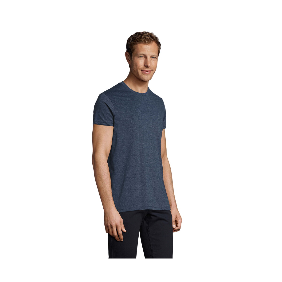 Koszulki z logo – regent fit męski 150g regent fit – melanż denim – m s00553-hd-side REGENT FIT MĘSKI 150g REGENT FIT - Melanż Denim - M s00553-hd-side