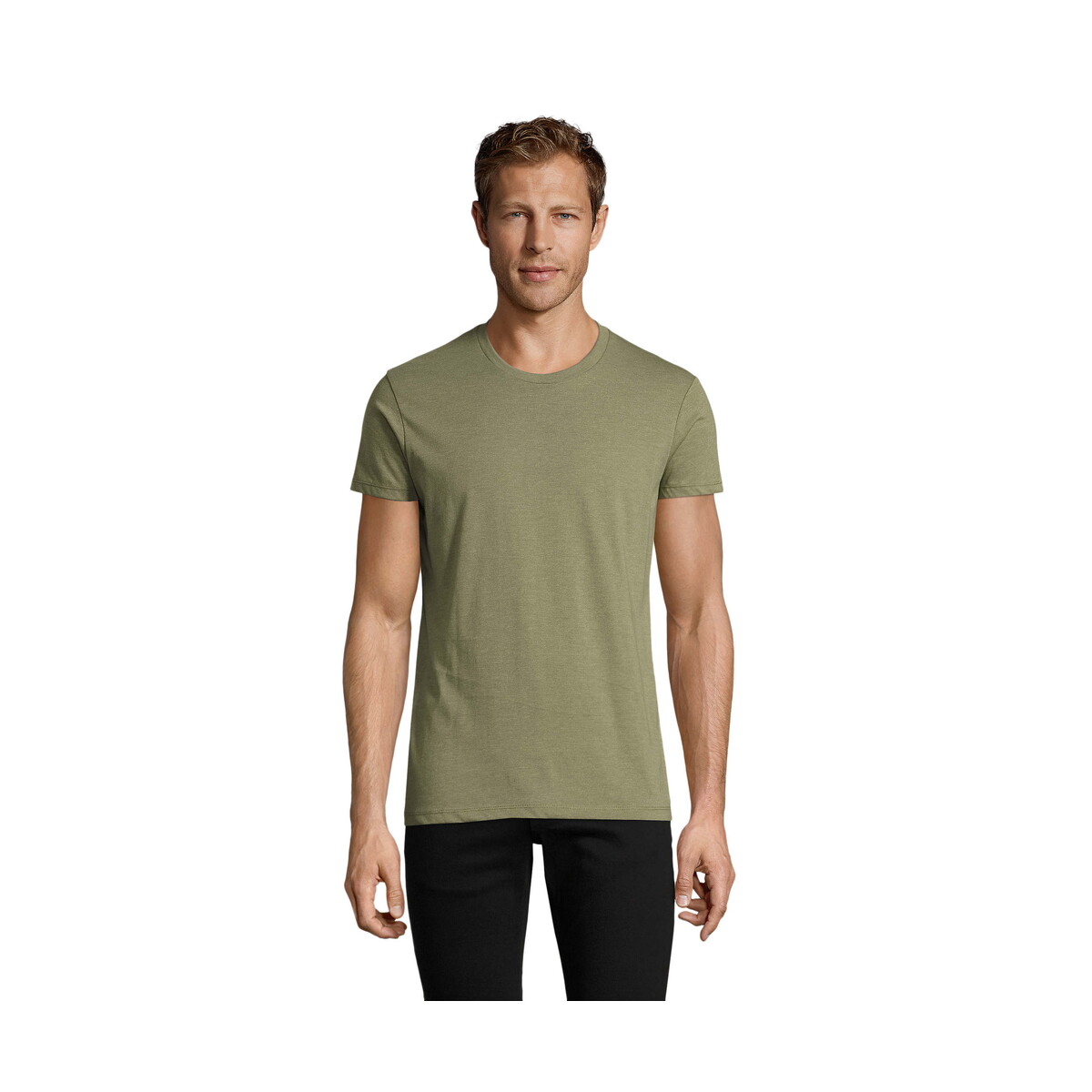 Koszulki z logo – regent fit męski 150g regent fit – melanż khaki – xl s00553-hk REGENT FIT MĘSKI 150g REGENT FIT - Melanż Khaki - XL s00553-hk