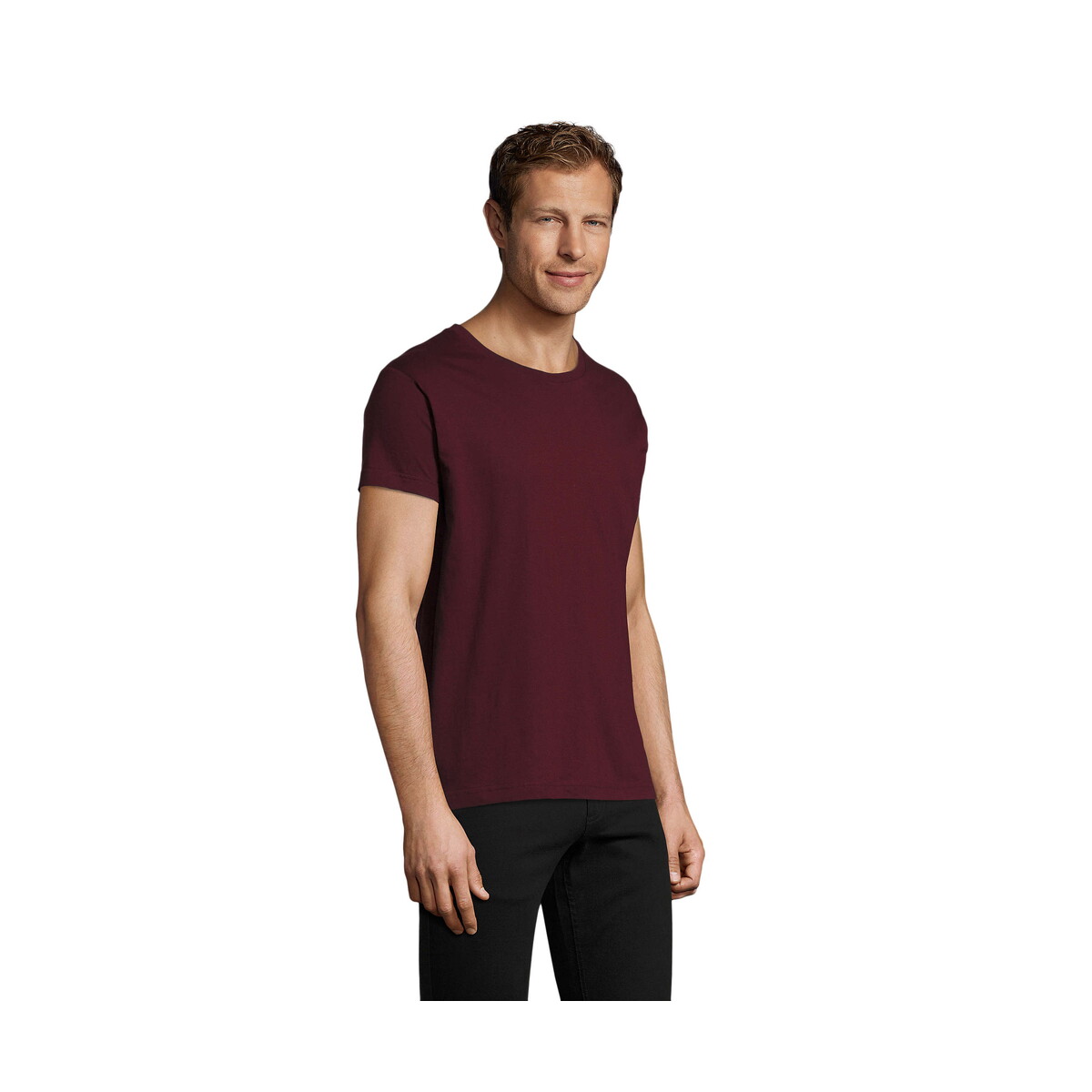 Koszulki z logo – regent fit męski 150g regent fit – oxblood – l s00553-ox-side REGENT FIT MĘSKI 150g REGENT FIT - Oxblood - L s00553-ox-side