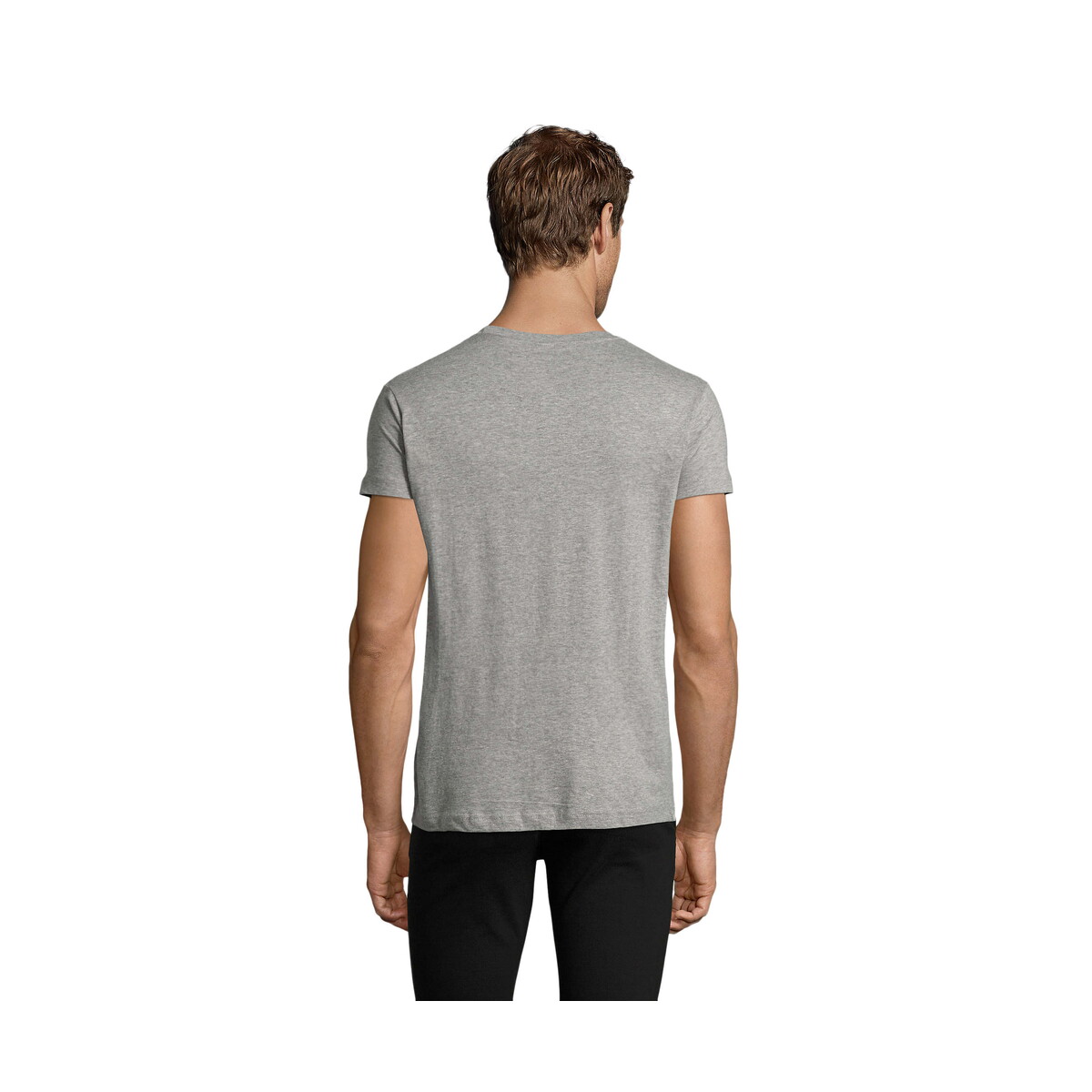 Koszulki z logo – regent fit męski 150g regent fit – szary melanż – l s00553-gm-back REGENT FIT MĘSKI 150g REGENT FIT - Szary Melanż - L s00553-gm-back