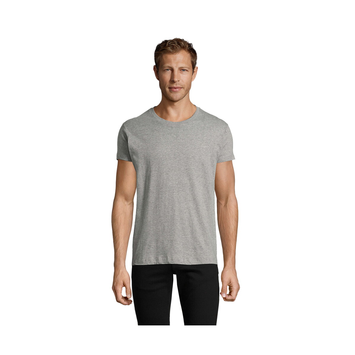 Koszulki z logo – regent fit męski 150g regent fit – szary melanż – m s00553-gm REGENT FIT MĘSKI 150g REGENT FIT - Szary Melanż - M s00553-gm