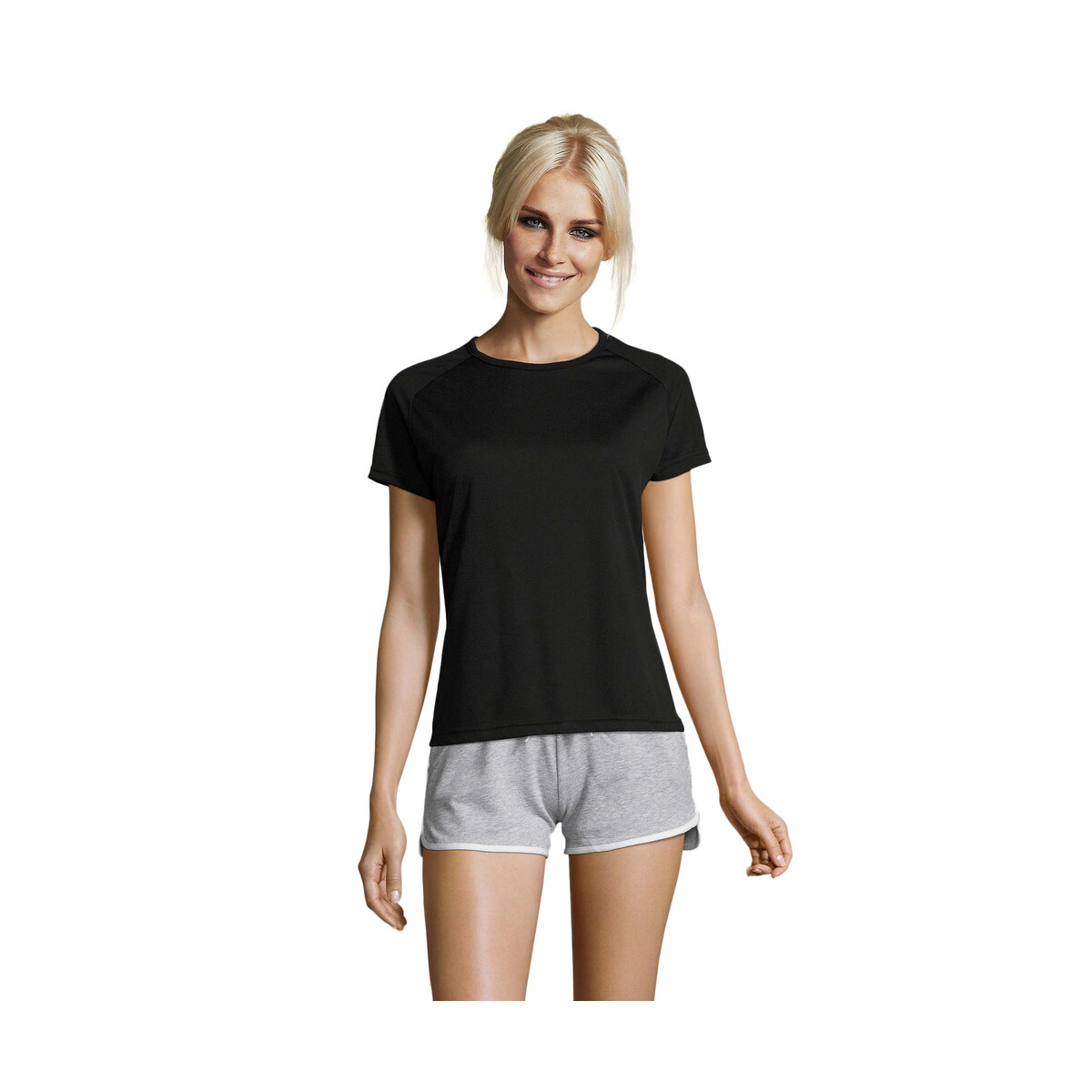 Koszulki z logo – sporty damski t-shirt 140g sporty women – czarny – xs s01159-bk SPORTY Damski T-Shirt 140g SPORTY WOMEN - Czarny - XS s01159-bk