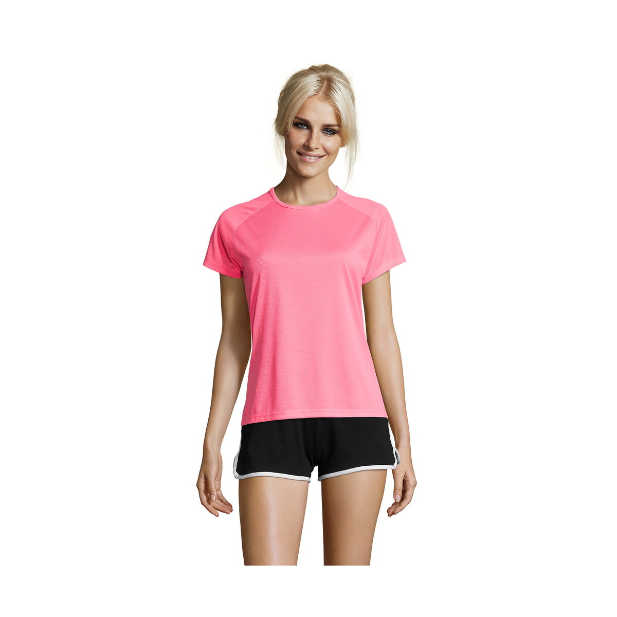 Koszulki z logo – sporty damski t-shirt 140g sporty women – neonowa róż 2 – l s01159-np SPORTY Damski T-Shirt 140g SPORTY WOMEN - Neonowa Róż 2 - L s01159-np