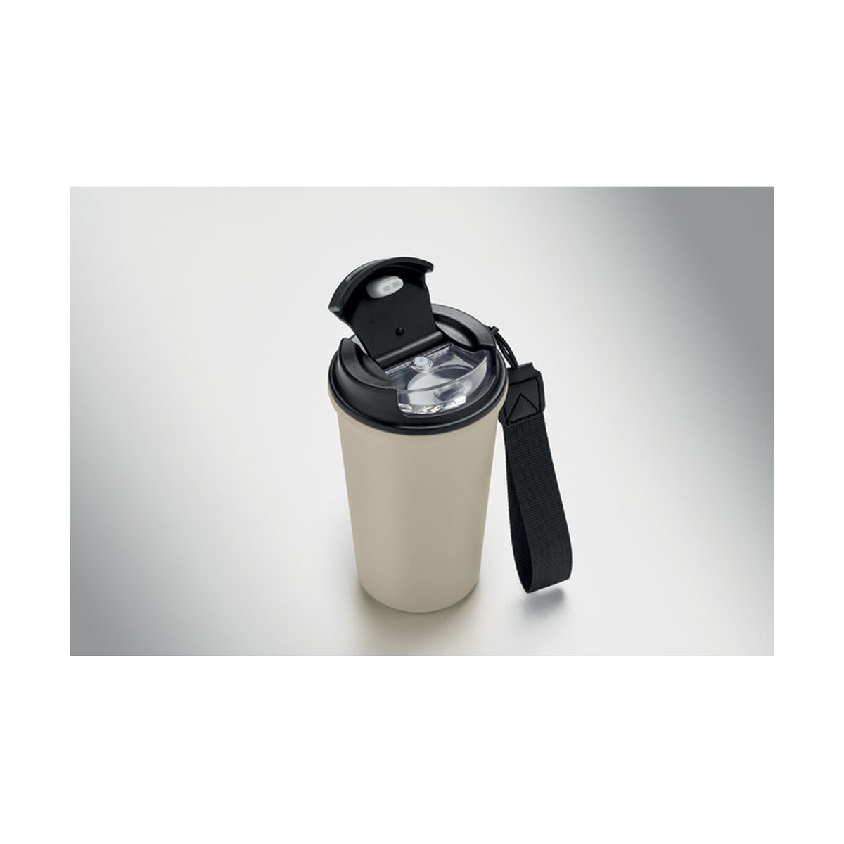 Kubki termiczne z logo – kubek 400 ml stal recykling nakano – beżowy mo3156-13-back Kubek 400 ml stal recykling NAKANO - beżowy mo3156-13-back