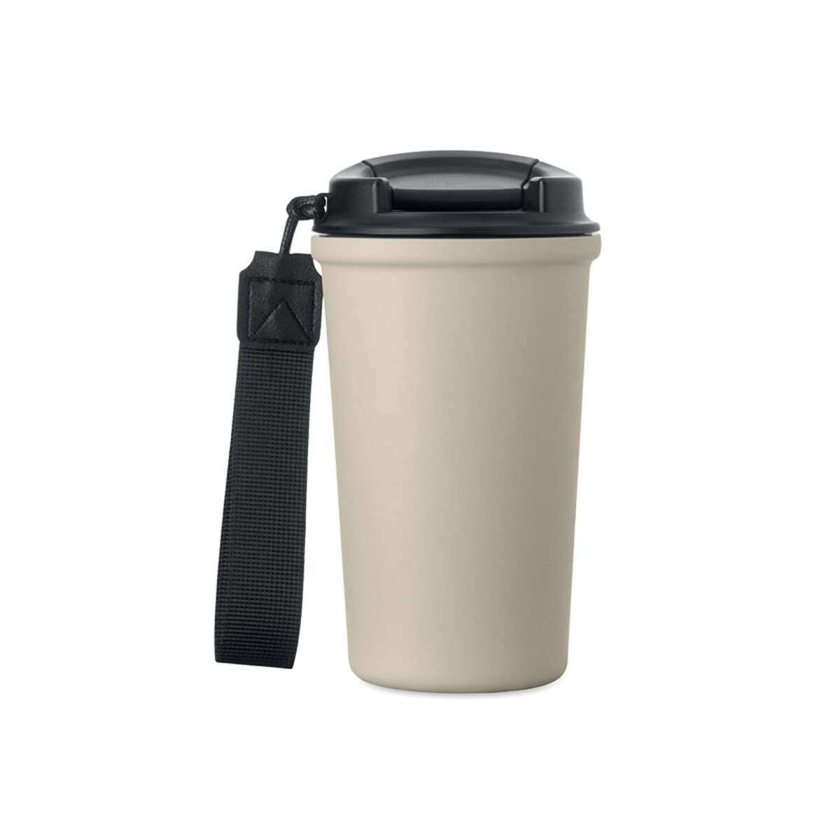 Kubki termiczne z logo – kubek 400 ml stal recykling nakano – beżowy mo3156-13-open Kubek 400 ml stal recykling NAKANO - beżowy mo3156-13-open