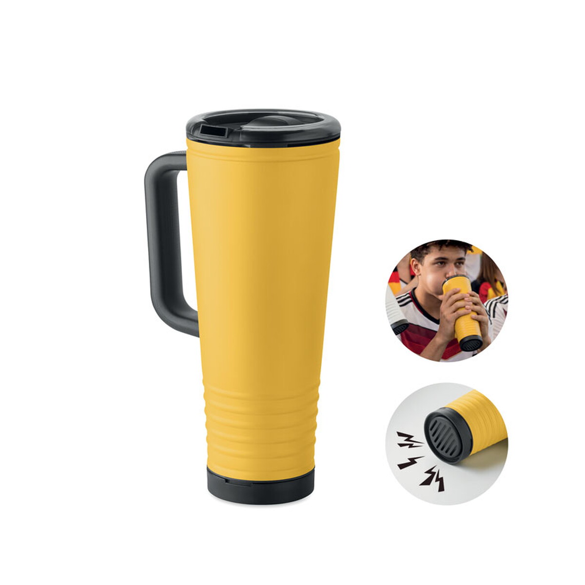 Dwuścienny kubek Howler 700 ml HOWLER CUP - żółty mo2995-08