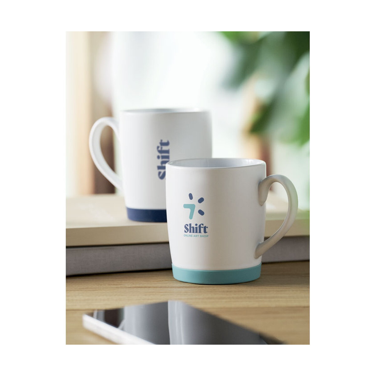 Kubki z logo – kubek ceramiczny 300ml silbase – petrolowy mo2958-20-print Kubek ceramiczny 300ml SILBASE - petrolowy mo2958-20-print