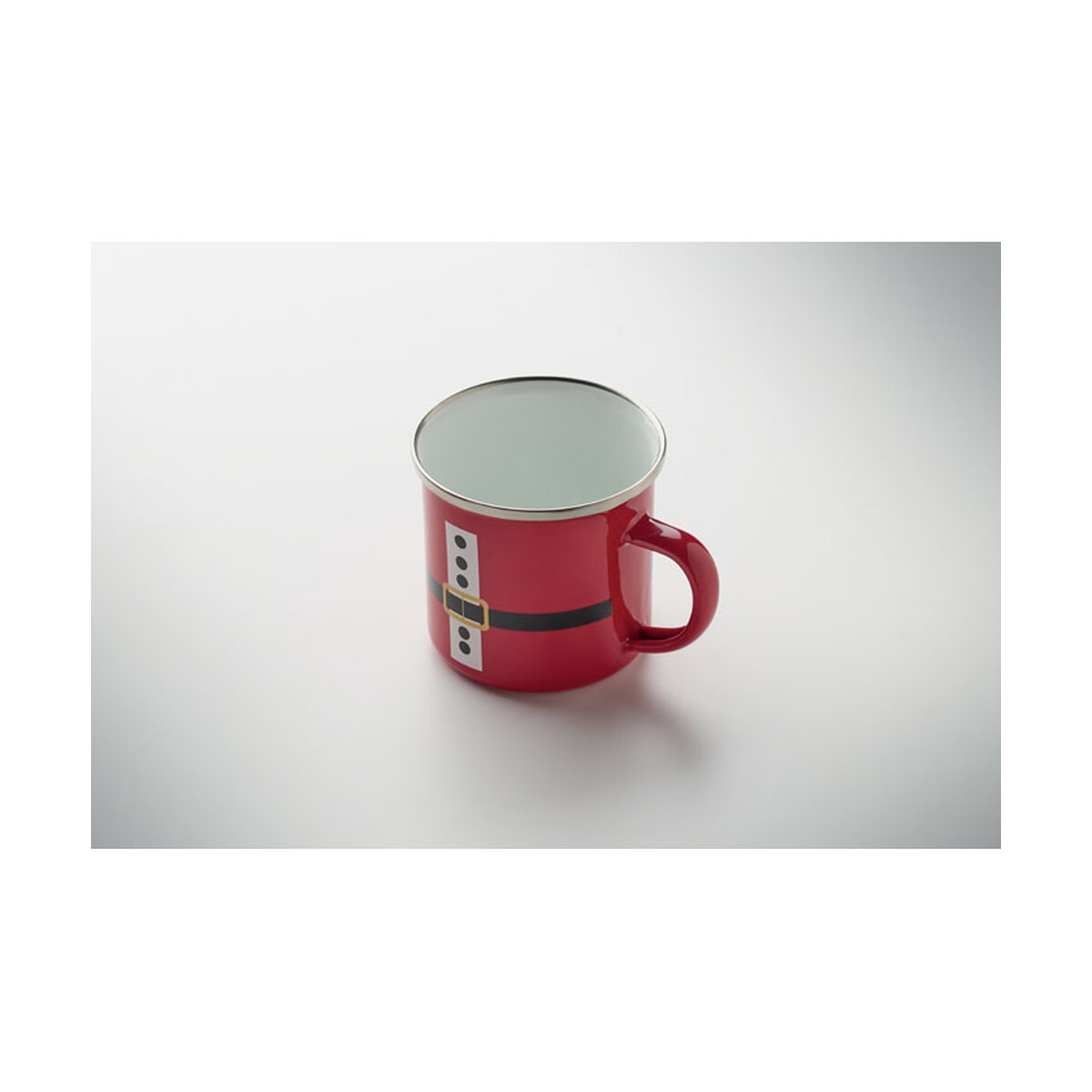 Kubki z logo – kubek emaliowany 300ml santamel – czerwony cx1596-05-side Kubek emaliowany 300ml SANTAMEL - czerwony cx1596-05-side