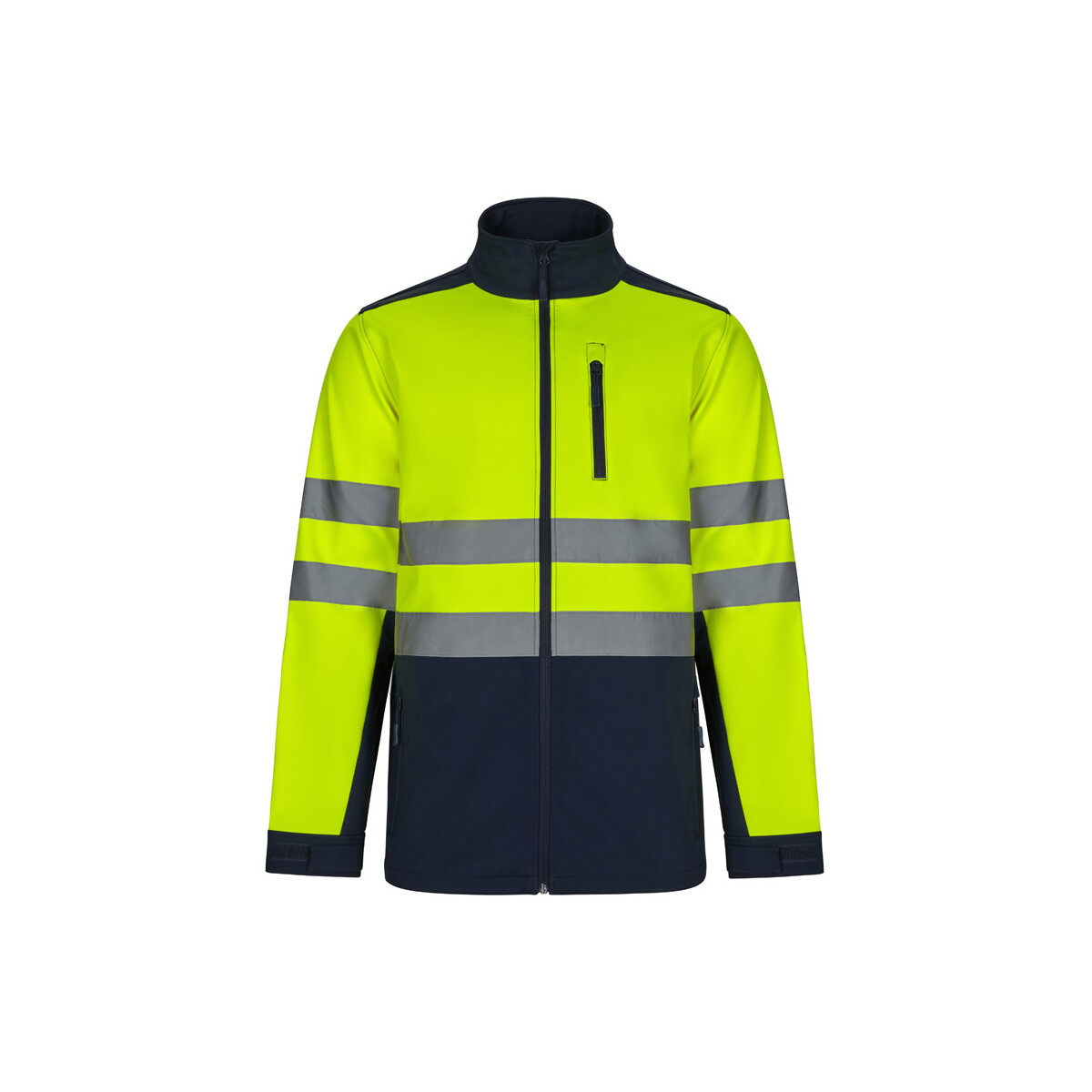 Kurtki z logo – vl hestia. dwukolorowa kurtka soft shell (280 g/m²) z poliestru (96%) i elastanu (4%) – granatowa/żółta 36144_204 VL HESTIA. Dwukolorowa kurtka soft shell (280 g/m²) z poliestru (96%) i elastanu (4%) - Granatowa/Żółta 36144_204