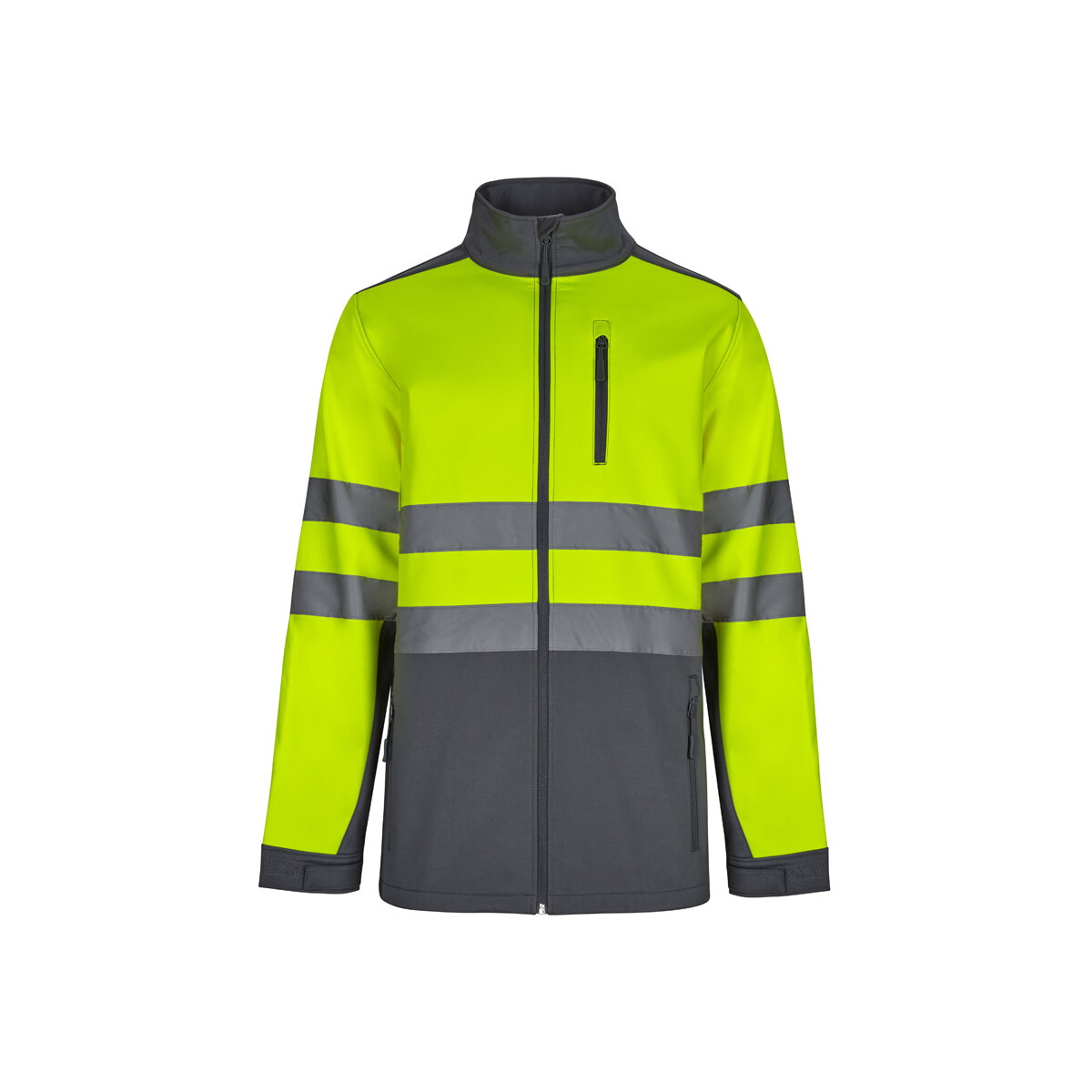 Kurtki z logo – vl hestia. dwukolorowa kurtka soft shell (280 g/m²) z poliestru (96%) i elastanu (4%) – szara/żółta 36144_207 VL HESTIA. Dwukolorowa kurtka soft shell (280 g/m²) z poliestru (96%) i elastanu (4%) - Szara/Żółta 36144_207