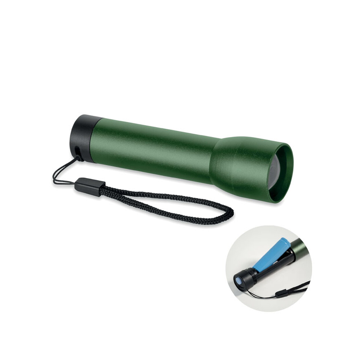 Aluminiowa latarka akumulatorow LUMEZO - ciemnozielona mo2991-60